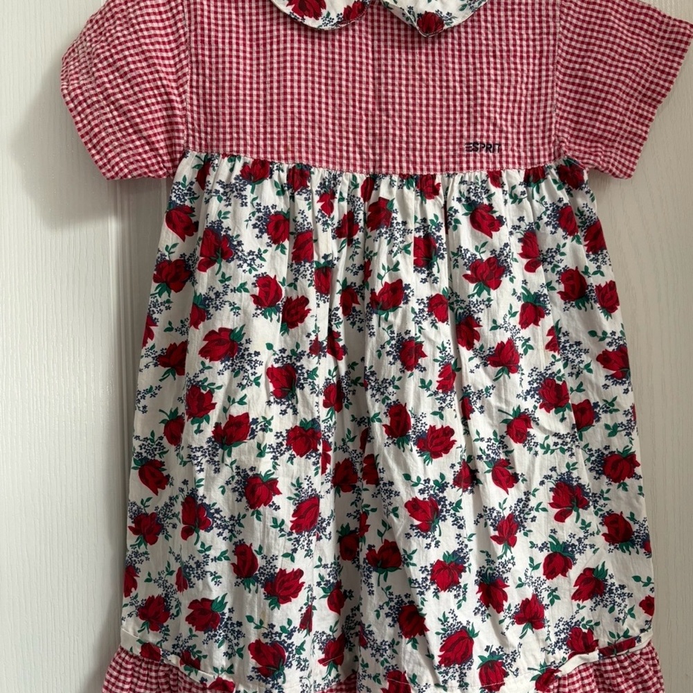 Esprit Red and White Floral Kids Dress